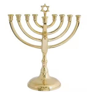 Ménorah juive de style vintage à 9 branches, chandelier de Hanouka, décoration religieuse pour la maison, ménorah moderne de luxe - Product Image 5