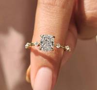 Bague de fiançailles en moissanite taille coussin 2 carats en argent sterling 925, bague de mariage ronde pour femme, bijoux fins