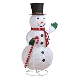 Decorazioni da Giardino Pupazzo di Neve Illuminato 1,74m con 210 LED Bianchi, Bastoncino di Zucchero in Metallo Pre-Illuminato per Esterni Natalizi - Product Image 3