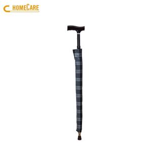 Bâton de marche en aluminium bleu OEM avec siège, parapluie, embout en caoutchouc et poignée en T - Product Image 2