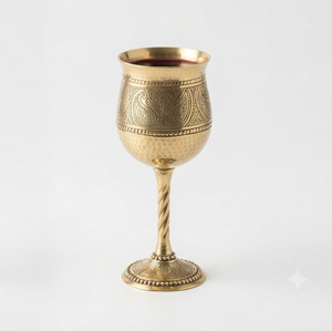 Gobelet à vin classique en laiton, à pied rond, en métal, avec bordure dorée, fait main, pour les occasions de mariage, verre à vin - Product Image 3