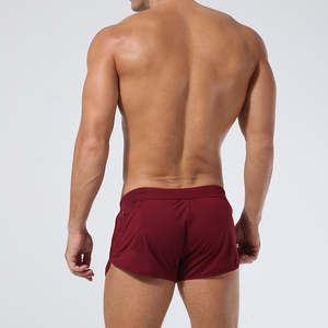 กางเกงว่ายน้ำชายสีแดงเบอร์กันดีเอวกลาง ผ้าทอ แห้งเร็ว มีเชือกผูก เหมาะสำหรับชายหาดและฤดูร้อน - Product Image 5