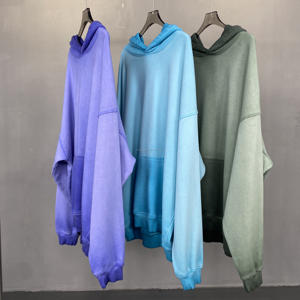 เสื้อมีฮู้ดแบบสวมหัวโอเวอร์ไซส์ผ้าฝ้ายฟอกสีสไตล์วินเทจผ้าเทอร์รี่100% ตามสั่ง - Product Image 2