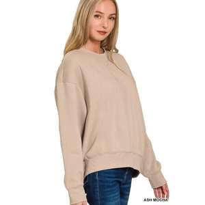 Conjunto de sudaderas y pantalones cortos de lana de manga larga ASH MOCHA para mujer de Zenana, talla S - Product Image 4