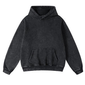 Sudadera con Capucha Negra para Hombre, Estilo Moderno, Corte Holgado, Felpa Francesa de Algodón, Informal, Color Sólido, con Bolsillos, para Otoño - Product Image 1