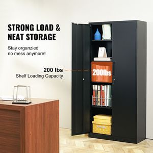 Armoire de rangement métallique de 200 pieds de long avec 2 portes magnétiques et 4 étagères réglables, étagères de garage en acier verrouillables, armoire métallique de 71 pieds de long - Product Image 2