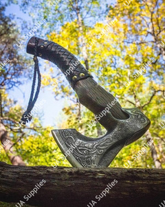 Viking <b>Axe</b> Bearded Blade Hand Forged Carbon Steel Wooden <b>Handle</b> Outdoor Tool OEM ODM Custom Wholesale Supplier Private label - Product Image 3