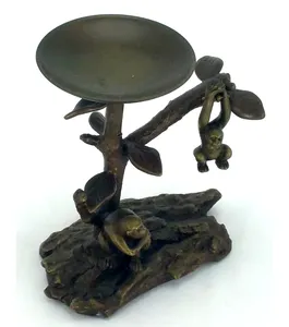 Fabricante OEM ODM de Portavelas Metálicos Hechos a Mano, Marca Privada, Exportación, Zahid Exports, Portavelas de Bronce con Diseño de Árbol de Monos, Redondo, Metálico - Product Image 3