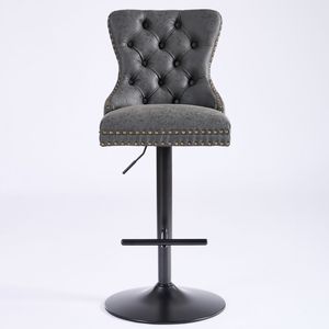 A a Furniture's Modern <b>Bar</b> <b>Stools</b> with Retro PU <b>Adjustable</b> 26-33 Inch Seat Height Comfortable Backrest Aged Retro Style - Product Image 2