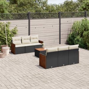 Conjunto de Sofá de Jardín de 7 Piezas con Patas Ajustables, Ratán PE Negro, Muebles de Exterior Cómodos y Elegantes - Product Image 1