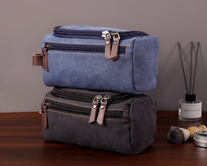 Leather Canvas <b>Toiletry</b> Bag Travel Organizer Waterproof Cosmetic <b>Storage</b> Dopp Kit Large Size Bag LCTB-0028 - Product Image 1