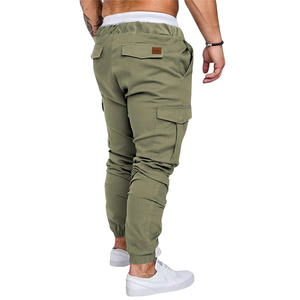Mens Olive Green 100% Cotton Cargo <b>Jogger</b> Pants Mid Waist Flat Drawstring <b>Slim</b> Fit Utility Trousers Casual Outdoor Workwear 8XL - Product Image 2