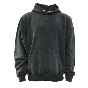 Sweat-shirt à capuche surdimensionné délavé en molleton 100 % coton avec logo personnalisé, style vintage et usé, pour homme, streetwear décontracté - Product Image 1