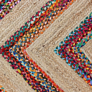 Tapis artisanal coloré, minimaliste et confortable, en fibres de jute et coton, tapis sur mesure d'Inde - Product Image 5