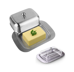 Caja de mantequilla de acero inoxidable de diseño clásico con color plateado y de buena calidad para decoración del hogar y mesa de comedor. - Product Image 2