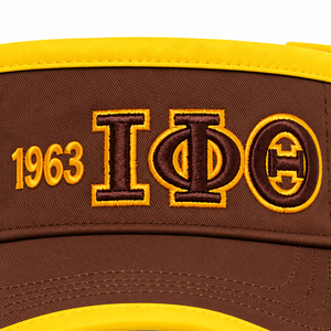 Casquette de soleil pour homme iota-phi-theta, marron, avec logo brodé en or et lettres grecques, design 1963, visière incurvée, dessus ouvert, sport, golf - Product Image 6