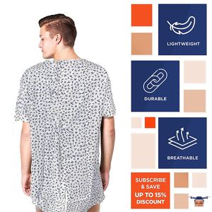 Unisex abiti da ospedale in cotone Polycotton abiti da allattamento per adulti bianchi chiusure a scatto davanti-dietro a maniche corte abiti per pazienti premaman - Product Image 4