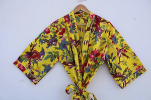 Bata Kimono de Algodón Suave y Transpirable con Estampado de Dibujos Animados Naaz Textile para Mujer, Camisón de Verano Hecho a Mano ODM con Cuello en V y Cintura Elástica - Product Image 4