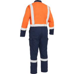 Combinaison de travail haute visibilité orange marine pour homme avec bandes réfléchissantes - Product Image 4