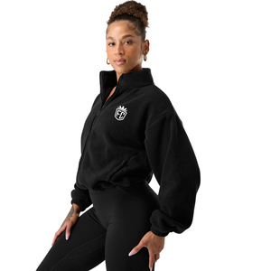 Veste zippée en polaire pour femme, noire, douce, chaude, à manches longues, décontractée, pour la détente, légère, confortable, pour tous les jours - Product Image 2