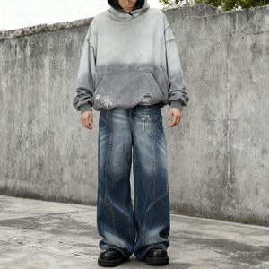 Nesta Sports Sweat à capuche en molleton épais personnalisé unisexe, coupe oversize, effet délavé vintage, avec poche vieillie, style streetwear - Product Image 3