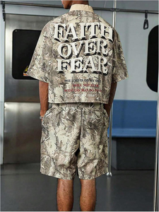 เสื้อยืดแขนสั้นและกางเกงขาสั้นคู่ชุดผู้ชาย OEM รุ่นยอดนิยมประจำฤดูร้อนปี 2026 ผ้าฝ้ายถัก 100% แห้งเร็ว ดีไซน์สั่งทำพิเศษแบบสองชิ้น - Product Image 6