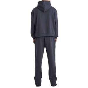 Sweat-shirt à capuche oversize pour homme, bleu foncé uni, en molleton de coton, décontracté, manches longues, avec poches, coupe classique, pour l'automne - Product Image 4