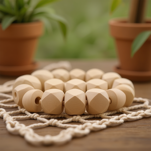 Cuentas Espaciadoras Redondas de Madera Natural para Guirnaldas de Macramé, Decoración del Hogar - Product Image 3