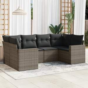 Medium Adjustable Feet <b>Grey</b> PE <b>Rattan</b> Garden <b>Sofa</b> Set Adjustable Feet Garden Sets - Product Image 1