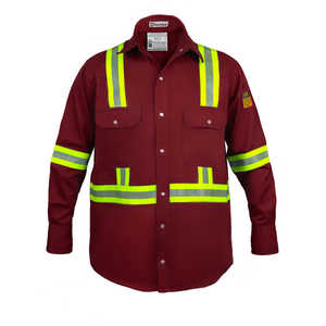 เสื้อ Hi VIS FR 100% C-7, เสื้อกันไฟเสื้อผ้านิรภัยสีกรมท่าเข้มขนาดใหญ่สีแดงเข้ม - Product Image 1