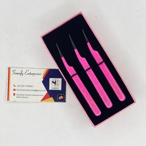 Pinzas de Acero Inoxidable de Alta Calidad Somofy Enterprises, Rectas, con Recubrimiento de Goma Aislante, para Extensión de Pestañas, Duraderas y Precisas - Product Image 2