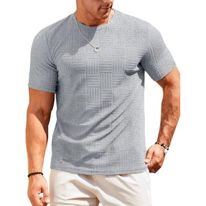 2025 hommes surdimensionnés Jacquard hauts décontracté été à manches courtes col rond extensible T-Shirts avec sérigraphie - Product Image 1