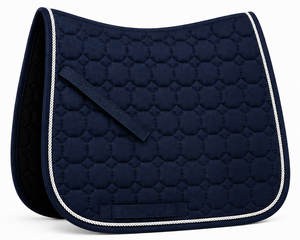 Wholesale Navy Blue Quilted Foam Horse Saddle Pad Dressage <b>Equestrian</b> Riding Shock Absorbing White Rope Trim Breathable Custom - Product Image 6