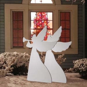 Adornos de Ángeles para Jardín, 2 Piezas, Decoraciones de Ángeles de PVC Blanco, 36 Pulgadas Cada Uno - Product Image 4