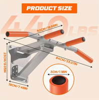 Stand Dip Bar Aluminium Alloy yang Dapat Disesuaikan dengan Pegangan Oranye Anti-Selip untuk Latihan Kekuatan di Rumah, Lebar 50cm, Panjang 84cm