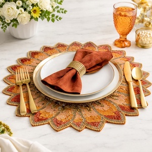 Luxury Handmade Beaded Placemat Sunflower Design <b>Table</b> <b>Mat</b> Decorative Dining <b>Table</b> Decor Wedding Hotel <b>Table</b> Setting Custom Bead - Product Image 1