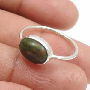 Handmade 925 Sterling Silver <b>Boho</b> <b>Ring</b> Comes With Trendy Oval Shaped Bezel Set Black Opal Gemstone Wedding & Anniversary Gift - Product Image 2