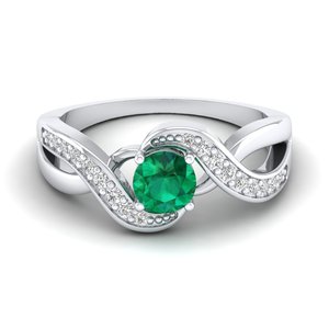 Anillo de Compromiso REYES con Esmeralda de Corte Redondo de Alta Calidad de 0.84 Quilates, Minimalista, Oro de 14K, Certificado GRA, Joyería de Moissanita - Product Image 1