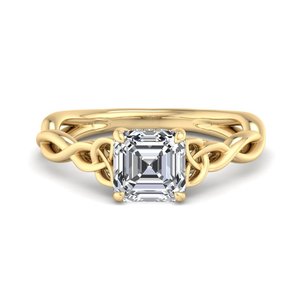 Anillo de Compromiso para Mujer de Plata de Ley 925 con Diseño Trenzado Infinito y Diamante Moissanita Cuadrado - Product Image 1