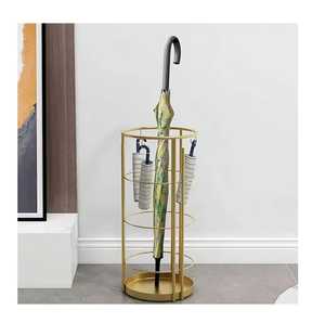 Porte-parapluie rectangulaire moderne en métal noir avec plateau anti-gouttes pour entrée, support de rangement pour bâtons et cannes - Product Image 1