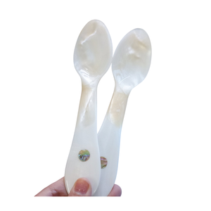 Custom Logo Mother of Pearl Spoon Fish Flower Long Handle <b>Mirror</b> Polish Engraveable Design Caviar Accessory Storage - Product Image 1