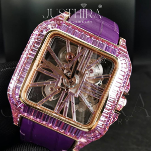 Montre de luxe en quartz avec design unique, personnalisée, sertie de diamants Moissanite, style Hip Hop Bling Bling, pour femmes et hommes, disponible à la vente - Product Image 5