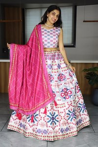 Elegant Indian Lehenga Choli Set With Printed Blouse And Tassel Dupatta Export Quality - Product Image 1