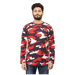 Logo personnalisé Streetwear T-shirts poids lourd respirant bonne qualité en gros plaine O cou manches longues Camouflage t-shirts - Product Image 1