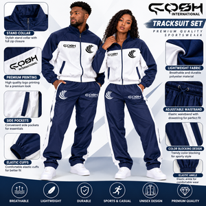 Ensemble de survêtement unisexe bleu marine et blanc, veste zippée intégrale et pantalon, sportif, respirant, en polyester, pour l'automne, vêtements décontractés et actifs, sports de plein air - Product Image 6