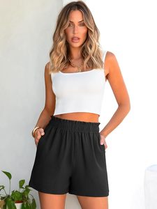 Shorts de estar para mujer, talla grande, de spandex/poliéster, con estampado floral, de secado rápido, ecológicos, de talle alto, cintura elástica, para uso casual en casa - Product Image 2