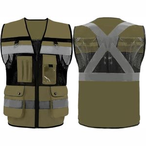 Gilet de sécurité haute visibilité, vêtements de travail décontractés sans manches, gilet multi-poches avec bandes réfléchissantes, couleur et logo personnalisables - Product Image 4