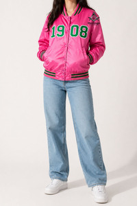 Veste de baseball Varsity rose et verte personnalisée pour femmes |   Vêtements grecs de sororité brodés respirants, héritage maçonnique - Product Image 3
