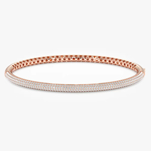White Gold Multi Row Pave Lab Grown Diamond Tennis <b>Bangle</b> <b>Bracelet</b> - Product Image 5