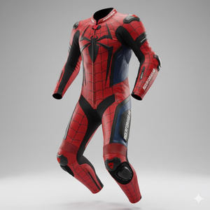Combinaison de course moto en cuir Spider-Man faite à la main • Tenue de motard cosplay - Product Image 1